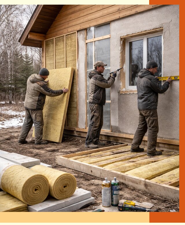 Утепление дачного дома в Видном от 4916 руб/м2 — недорого | ТепломастерВдн